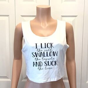 Womens Plus Size Fashion Funny Tequila Drinking Crop Tank Top Choose Size